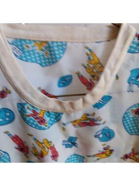 True Vintage 1960's Small XS T-SHIRT HOME MADE PILLOWCASE FOOTBALL PRINT